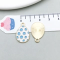 Easter egg alloy pendant with white enamel and blue polka dots for DIY jewelry - Blue Polka Dot Egg (15143) / 14*22mm