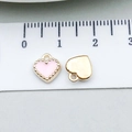 Pink enamel heart charm and gold metal pendant for DIY jewelry bracelets and necklaces - Pink Enamel Heart (18017) / 8x9mm