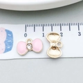 Pink enamel bow pendant with clear zircon and golden shell texture DIY jewelry charm - Pink Enamel Bowknot (19186) / 15x9mm