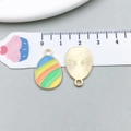 Colorful striped enamel Easter egg charm with golden metal back for DIY jewelry making - Striped Egg (15145) / 14*22mm