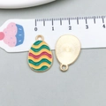 Enamel Easter egg pendants in colorful wavy patterns for DIY jewelry making - Wavy Pattern Egg (15146) / 14*22mm