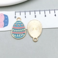 Blue enamel Easter egg pendant with heart patterns and gold-tone textured back - Red Heart Easter Egg (15148) / 14*22mm
