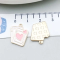 Pink heart playing card and cake alloy charms for DIY bracelets with scale ruler - White Enamel Playing Card (21119) / 16x14mm