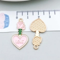 Pink enamel heart charm with rose and LOVE text for DIY jewelry making 32mm - Pink Enamel Heart Perfume (21121) / 28x15mm