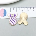 Purple striped Easter egg charm with bunny ears for DIY jewelry making pendants - Purple Striped Pattern (18597) / 17*22mm