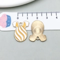 Enamel Easter egg charms with rabbit ears and yellow white spiral stripes for DIY jewelry - Yellow Striped Pattern (18598) / 17*22mm