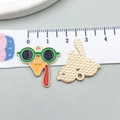 Truthahn Emaille-Anhänger aus Legierung mit goldener Rückseite für Thanksgiving-DIY-Schmuck - Grüne Emaille Augen Truthahn (19334)