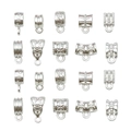 Vintage silver alloy bail beads set with hollow heart and spiral relief designs - Bright Silver (SN855)