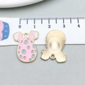 Pink enamel Easter egg charm with rabbit ears and golden textured back, 2.5cm size - Pink Dotted Pattern (18601) / 17*22mm