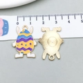Easter egg rabbit charm with colorful wave pattern and golden textured metal back - Gnome-Shaped Charm (18603) / 19*26mm