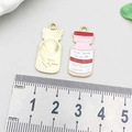 Pink vaccine bottle and golden sunburst alloy charm set for DIY jewelry making - Pink Enamel Medicine Bottle 26*11mm (18888)