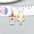 Easter gnome enamel pendant in red and pink with golden plating for DIY jewelry making - Red Hat Gnome Charm (18605) / 13*26mm