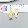Enameled Easter egg charm featuring a wizard dwarf motif with BOO text and golden metal back - Yellow Hat Gnome Charm (18606) / 9*26mm