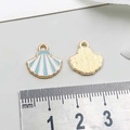Blue and white enamel seashell pendants in alloy with 15mm width measurement - Shell / Lake Blue