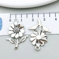 Pendentif tournesol en alliage argent antique pour bijoux DIY avec règle de mesure - Fleur Argent Antique (6710)
