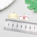DIY charm jewelry set with gold eagle fan and white medical nurse hat pendant - White Enamel Nurse Hat 18*25mm (18900)