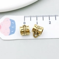 Antique gold cylinder charms with vertical texture and hanging loop for DIY jewelry - Antique Gold Relief Bead (14334)