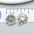 Pendentif tournesol en alliage argenté pour bijoux DIY, breloque de 1,6 cm au style rétro - Tournesol Argent Antique (10402)