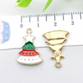 Pendentif sapin de Noël en émail avec finition dorée pour la fabrication de bijoux DIY - Arbre de Noël en Émail KC Gold (12541) / 15*21mm