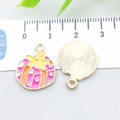 Pendentif rond émaillé de 20mm avec dos en alliage doré pour bijoux DIY - Cadeau de Noël en Émail KC Gold (14265) / 15*18mm