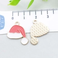 Pendentifs bonnets de Noël émaillés rouge et or pour bijoux DIY, taille 20 mm - Bonnet de Noël en Émail Rouge (14266) / 17*19mm