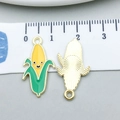 Pendentif en émail en forme de maïs jaune et vert pour création de bijoux DIY - Maïs Émaillé Jaune (19198)