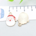 Pendentif Père Noël en émail pour bijoux DIY, vue de face et de dos en alliage doré - Père Noël en Émail Rouge (21047) / 19*15mm