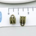 Antique bronze alloy 3-way connector charm for DIY jewelry making with ruler scale - Antique Bronze Relief Striped (20668)