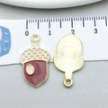 Pendentif gland en émail marron et rose pour création de bijoux DIY avec doré fini - Pomme de Pin Émaillée Marron (19204)