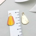 Enamel pumpkin charm with golden metal back and scale measurement for DIY jewelry - Thanksgiving Long Pumpkin (19199)