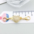 Golden heart magnetic clasp with rhinestones and lobster claw for DIY jewelry making - Gold Rhinestone Heart Magnetic Lobster Clasp (21203)