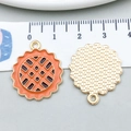 Pendentifs tarte orange émaillés dorés pour la création de bijoux DIY Thanksgiving - Tarte à la Citrouille Émaillée Marron (19325)
