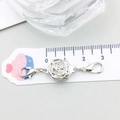 Chiusura magnetica rosa d'argento con doppi moschettoni per creazione gioielli fai-da-te - Chiusura Moschettone Magnetica Rosa (21205)