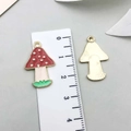 Red mushroom enamel charm for DIY jewelry making with gold-tone back and 2.5cm height - Thanksgiving Mushroom (19203)
