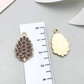 Pinecone shaped enamel charm for jewelry making with golden finish and brown texture - Thanksgiving Hazelnut (19205)