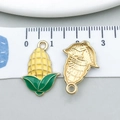 Pendentif maïs en émail jaune et vert pour accessoires de création de bijoux DIY - Maïs Émaillé Jaune (20294)