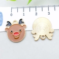 Pendentif renne de Noël en émail avec finition dorée et règle de mesure de 20mm - Renne de Noël en Émail Marron (21056) / 18*18mm
