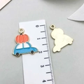 Blue car with orange pumpkin alloy drip oil charm for Thanksgiving DIY jewelry - Thanksgiving Pumpkin Car (19207)