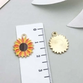 Enamel sunflower charm in yellow and orange finish for DIY jewelry making - Thanksgiving Sunflower (19209)