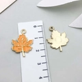 Orange maple leaf enamel charms in gold alloy for DIY necklace and jewelry making - Thanksgiving Maple Leaf (19210)