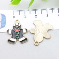 Pendentif bonhomme de pain d'épices en émail noir et doré pour création de bijoux - Bonhomme de Pain d'Épice de Noël en Émail Marron (21060) / 22*18mm