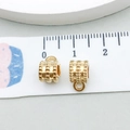 Cuentas de aleación doradas vintage con enganches para creación de joyas DIY - Estilo Texturizado Horizontal (20661)