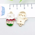 Pendentifs chaussettes de Noël en émail avec strass pour création de bijoux DIY - Gant de Noël en Émail Blanc (21061) / 20*13mm