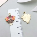 Enamel turkey pendant in brown and orange finish for Thanksgiving DIY jewelry making - Thanksgiving Turkey (19212)