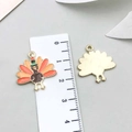 Thanksgiving turkey alloy pendant with colorful enamel and golden finish, 2.5cm size - Thanksgiving Bee (19214)