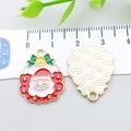 Pendentif Père Noël émaillé pour bijoux DIY avec revers en métal doré poli - Père Noël en Émail Rouge (21065) / 22*18mm