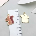 Enamel squirrel pendant charm in brown and gold for DIY jewelry making and crafts - Thanksgiving Squirrel (19216)