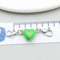 Chiusura magnetica a cuore verde luminoso con moschettoni in argento per gioielli fai-da-te - 42*10mm / Verde