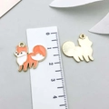 Cute fox enamel pendant for jewelry making with orange white finish and gold plating - Thanksgiving Fox (19217)