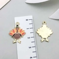 Colorful turkey enamel charm in gold alloy for Thanksgiving jewelry making - Turkey with Hat (19218)